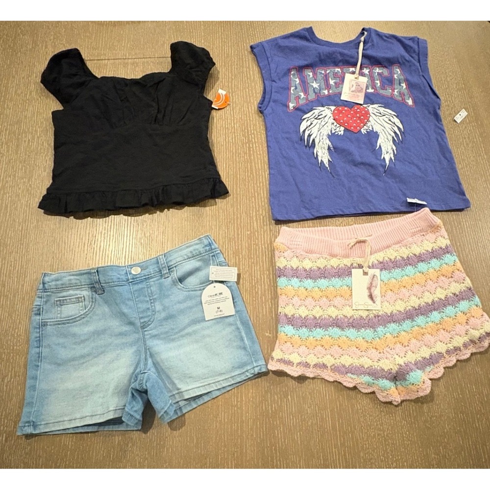 Girls Clothing Lot 2 NWT Tops 2 NWT Shorts Size 7 8 10 Jessica Simpson